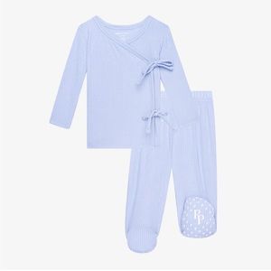 Gently Worn Posh Peanut Ribbed Tie-Front Kimono Set